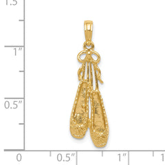 14K Solid Satin Polished Ballet Slippers Pendant