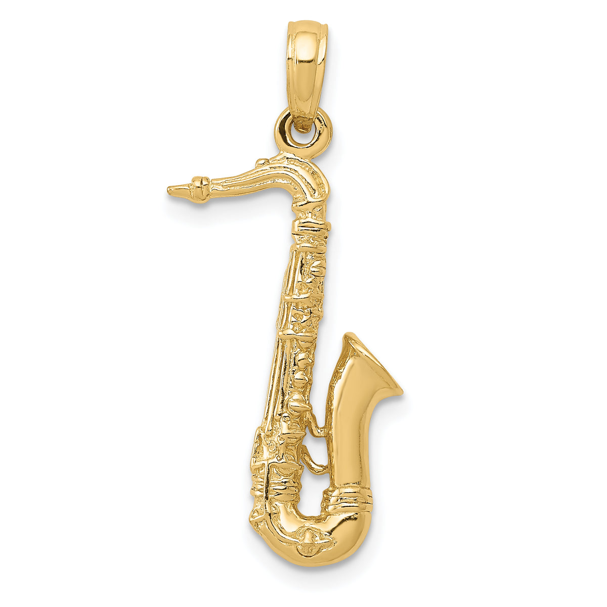 14K Solid Polished 3-D Saxophone Charm