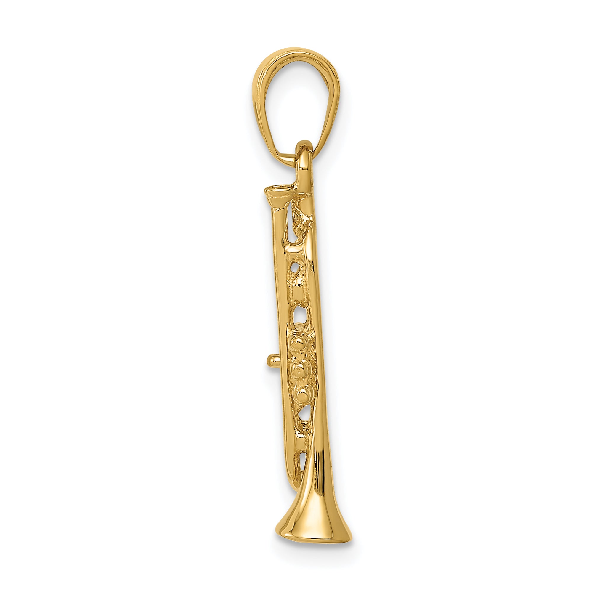 14K Gold Men's Polished 3D Trumpet Pendant by Sophia Jewelers