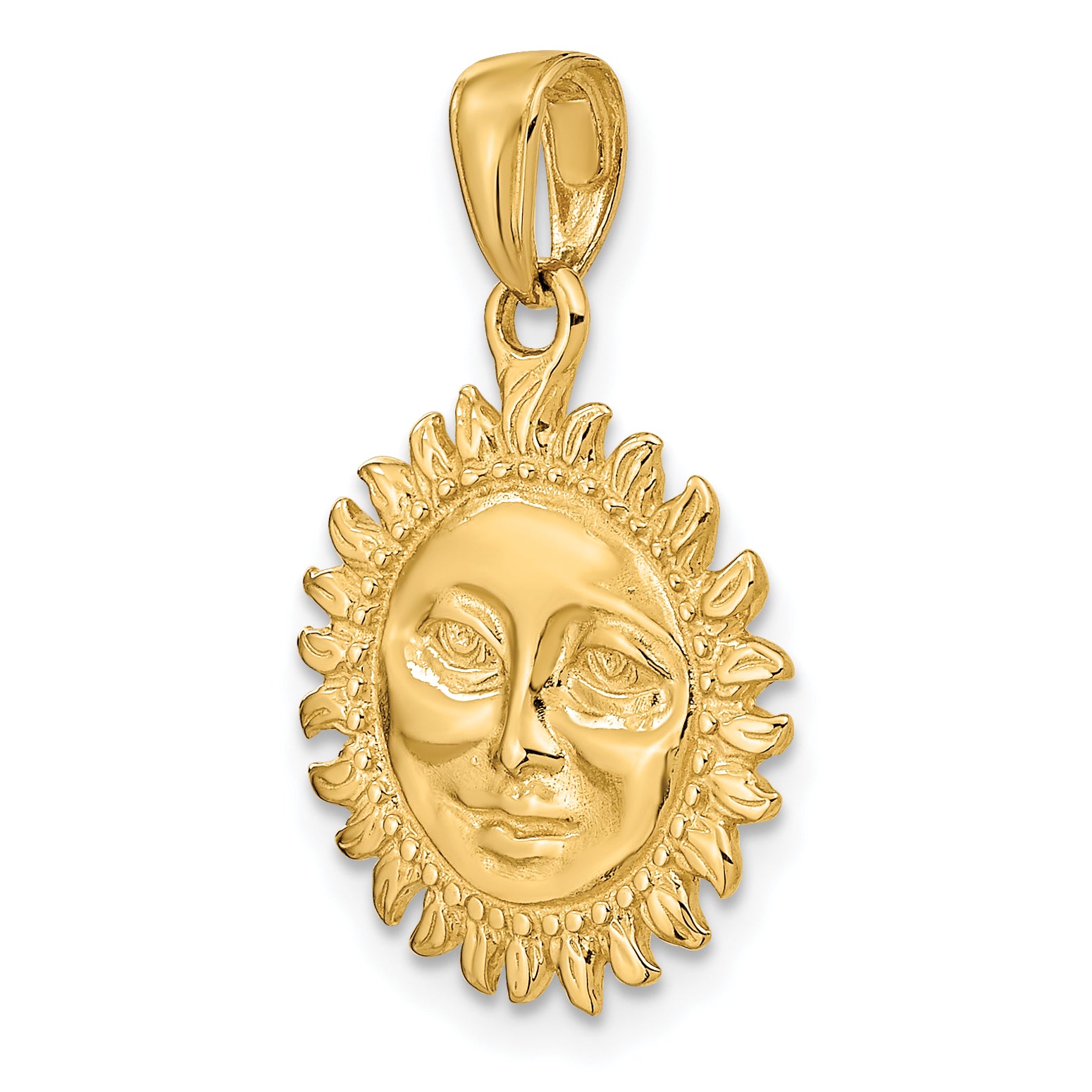 14K Gold Polished Reversible Sun Pendant for Men by Sophia Jewelers