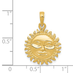 14K Gold Polished Reversible Sun Pendant for Men by Sophia Jewelers