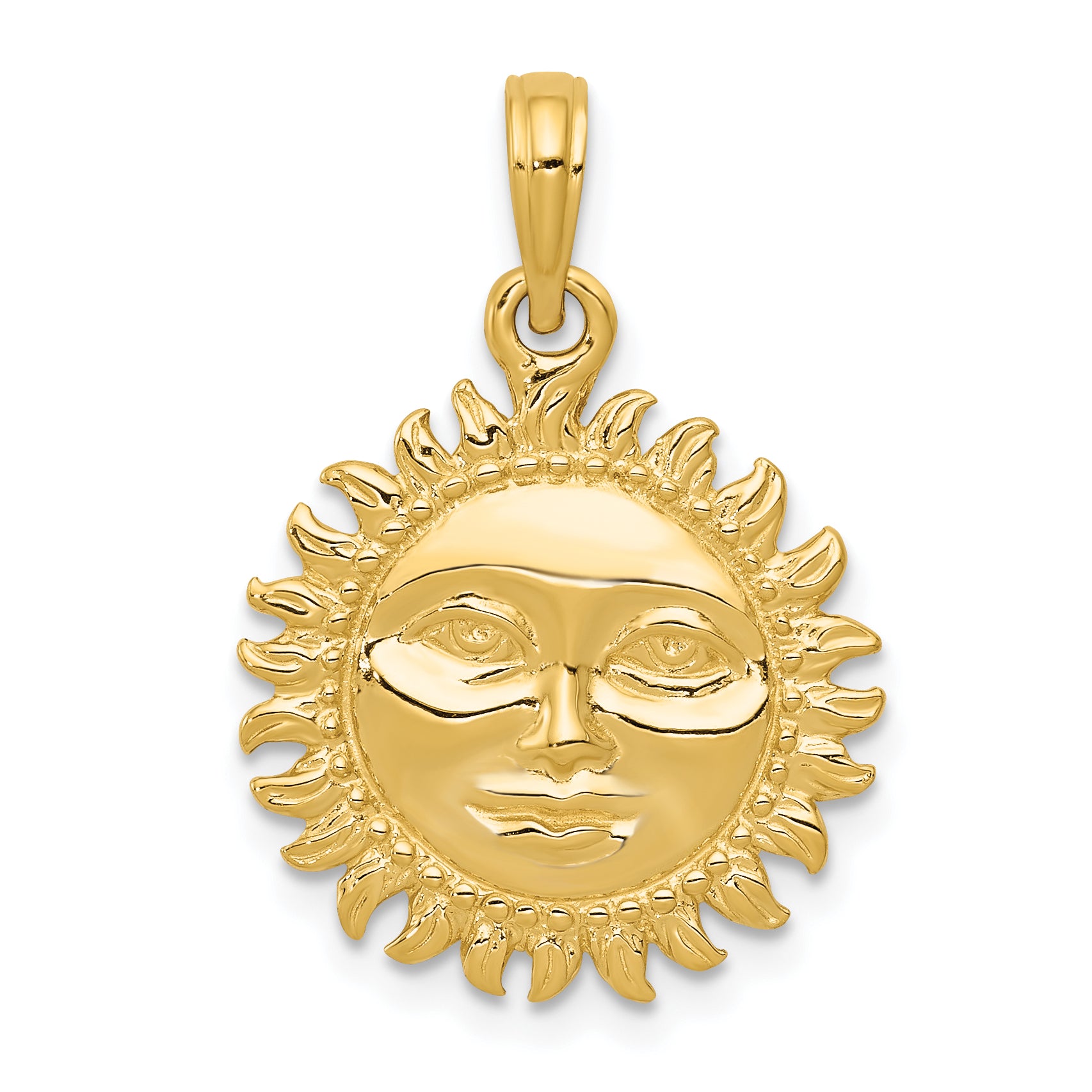 14k Solid Polished Reversible Sun Pendant