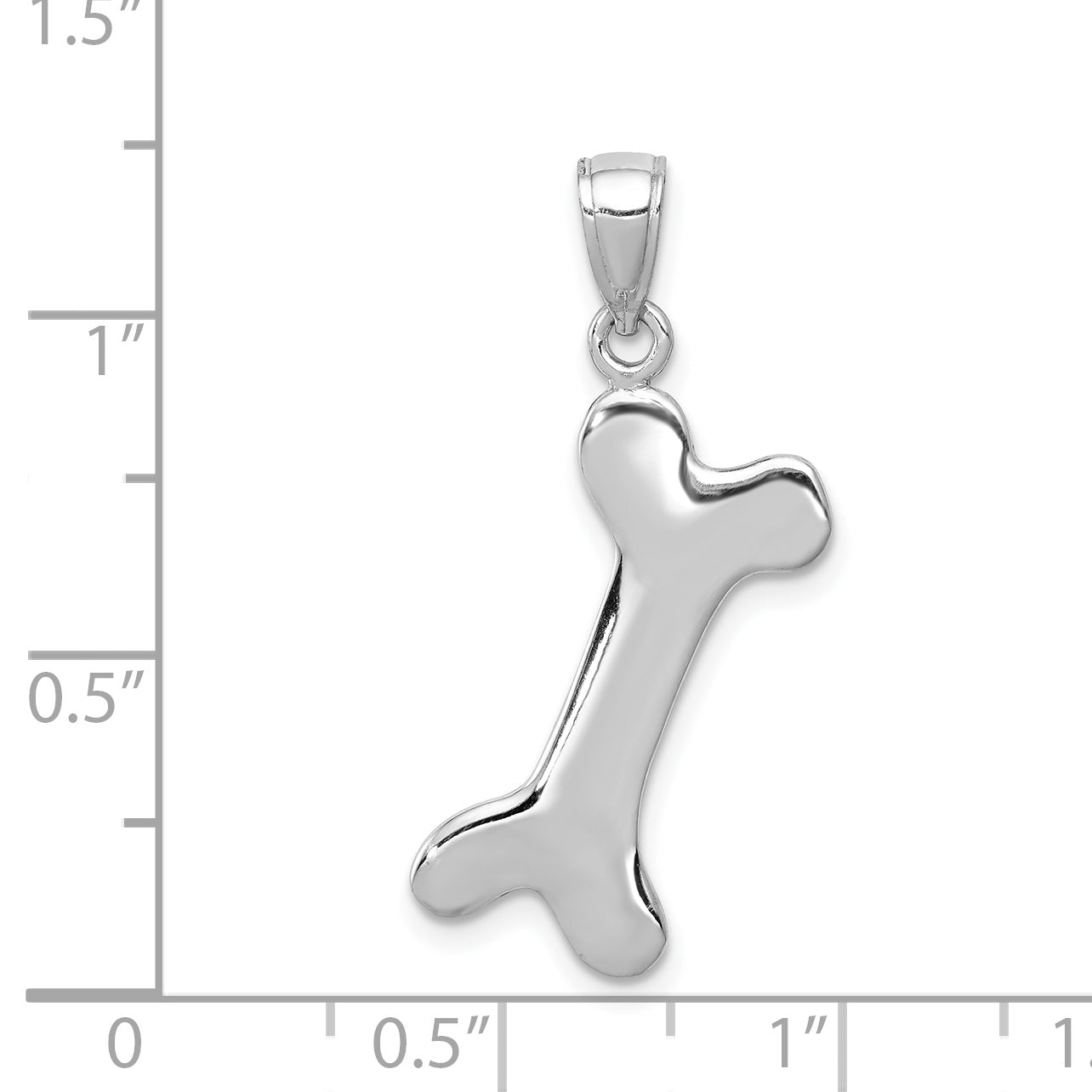 14k White Gold Solid Polished Dog Bone Charm