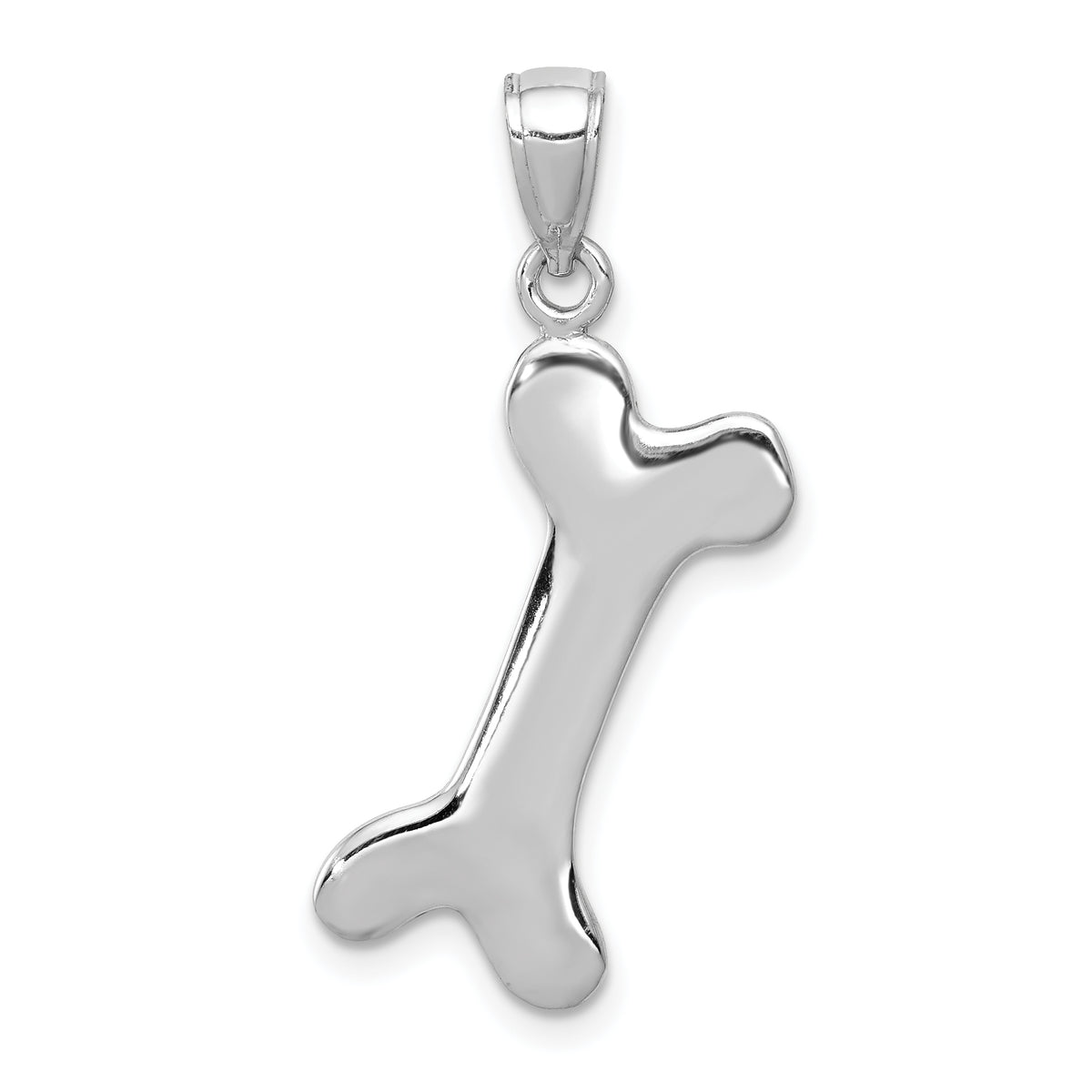 14k White Gold Solid Polished Dog Bone Charm