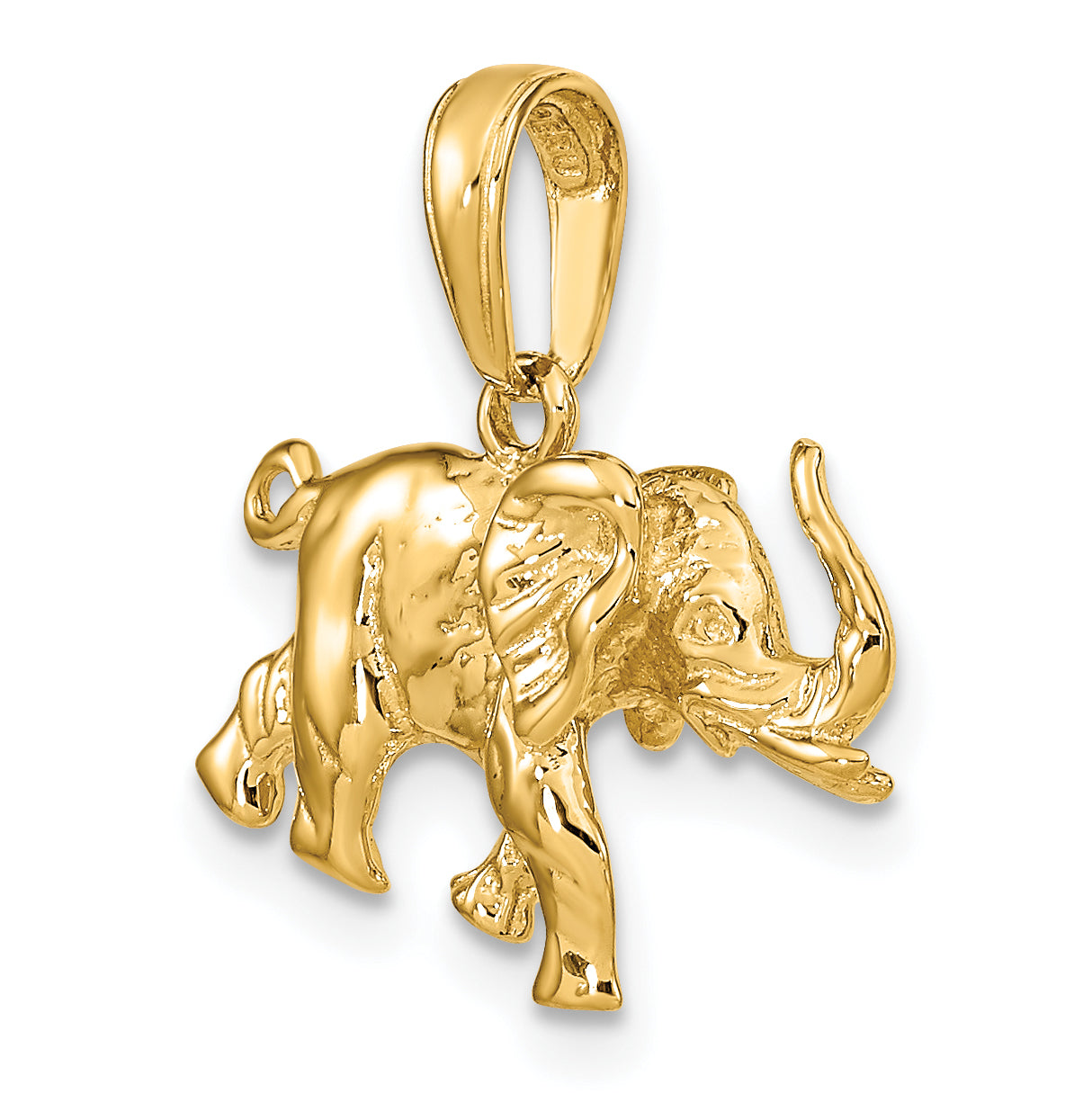 14K Gold Polished 3-D Elephant Pendant for Men by Sophia Jewelers