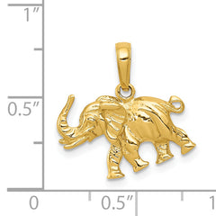 14K Gold Polished 3-D Elephant Pendant for Men by Sophia Jewelers