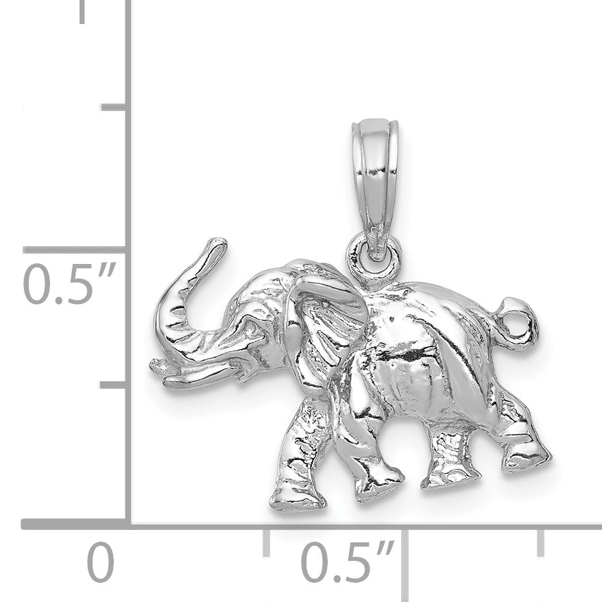 14k White Gold Polished 3-D Elephant Pendant