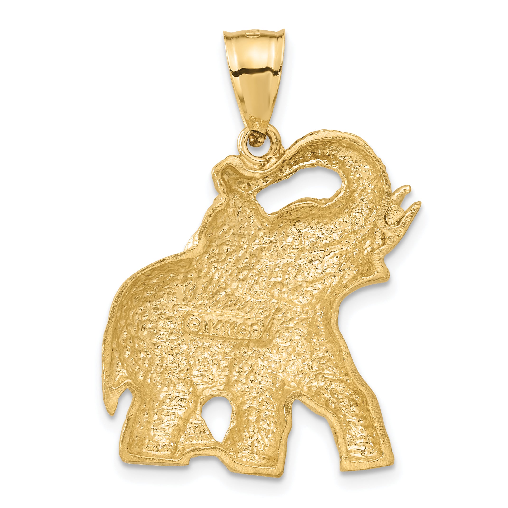 14K Gold Men's Satin Diamond-Cut Elephant Pendant Elegant Craftsmanship