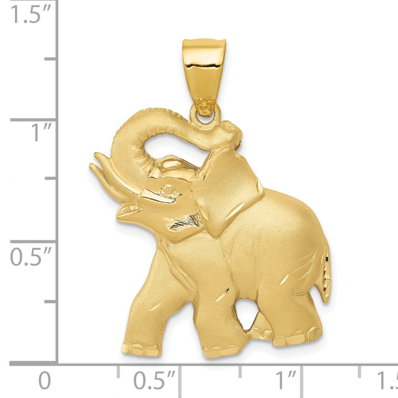 14K Gold Men's Satin Diamond-Cut Elephant Pendant Elegant Craftsmanship