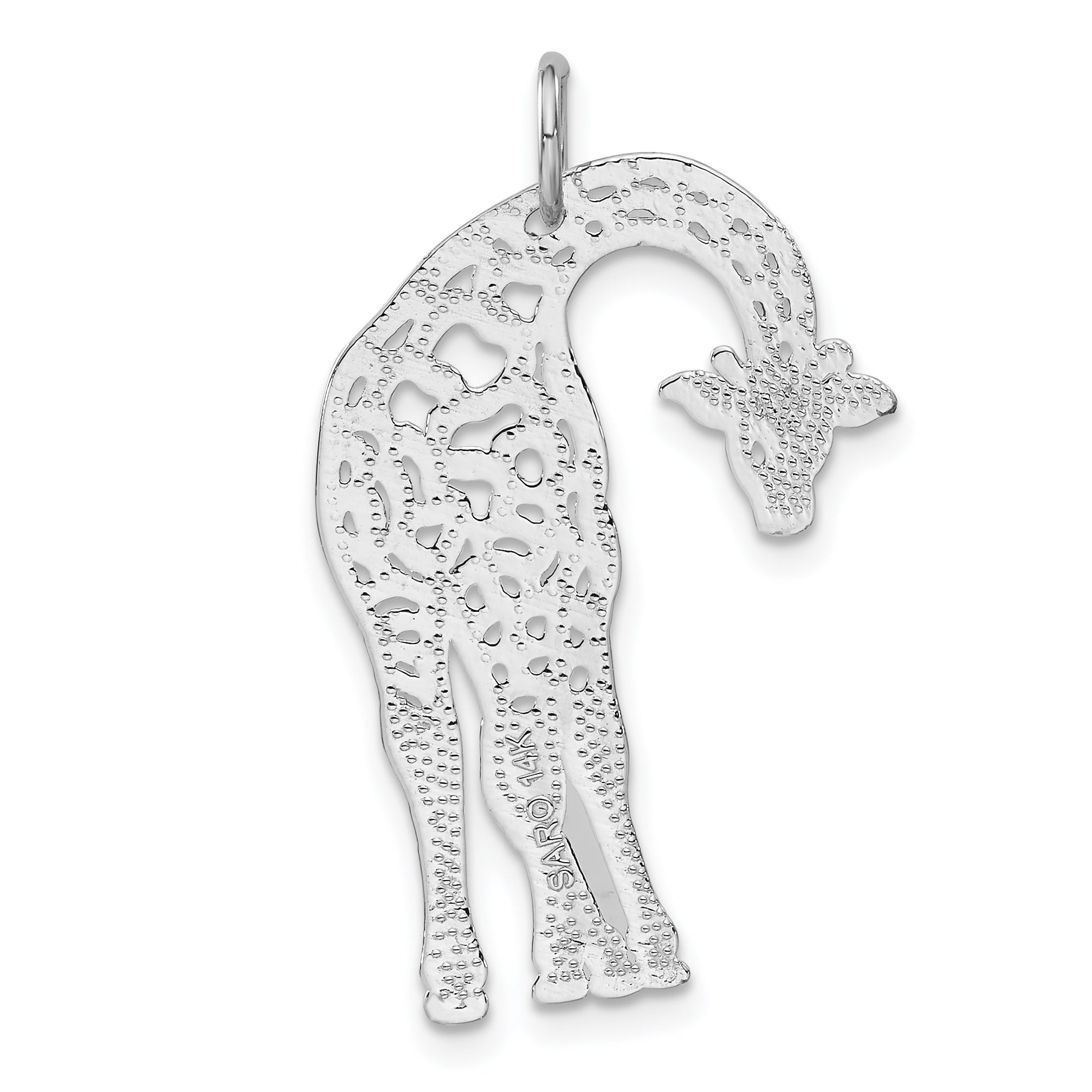 14K White Gold Giraffe Charm with Satin Diamond-Cut Design