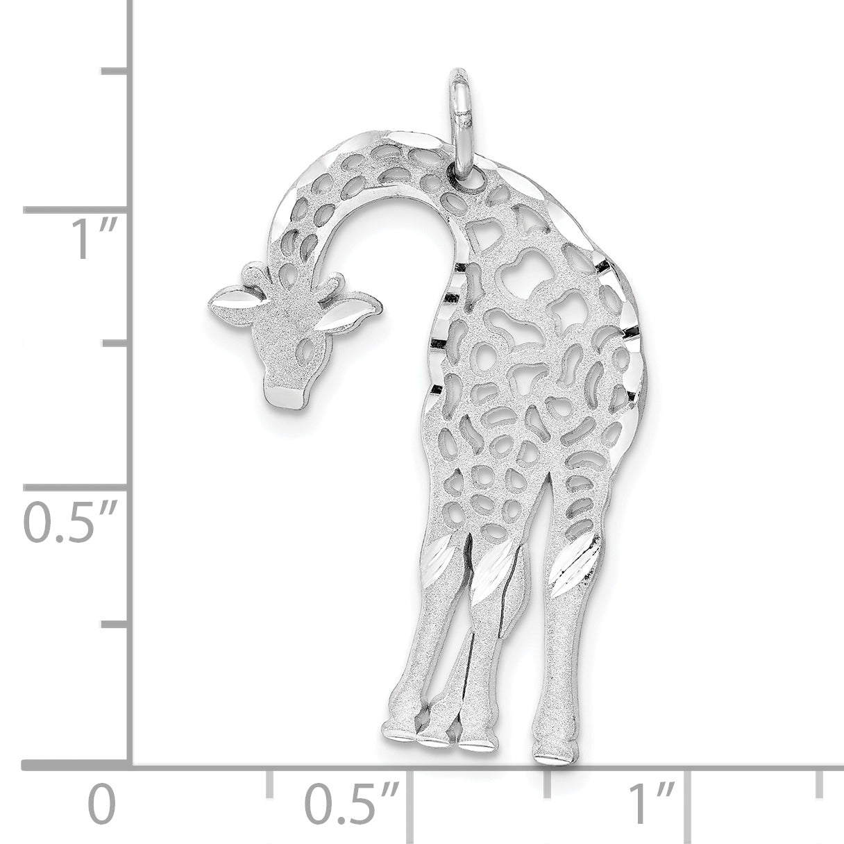 14K White Gold Giraffe Charm with Satin Diamond-Cut Design