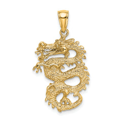 14K Gold Men's Solid 3D Dragon Pendant by Sophia Jewelers