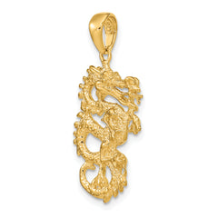 14K Gold Men's Solid 3D Dragon Pendant by Sophia Jewelers