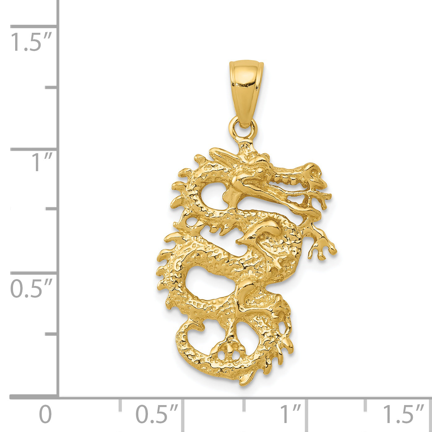 14K Gold Men's Solid 3D Dragon Pendant by Sophia Jewelers