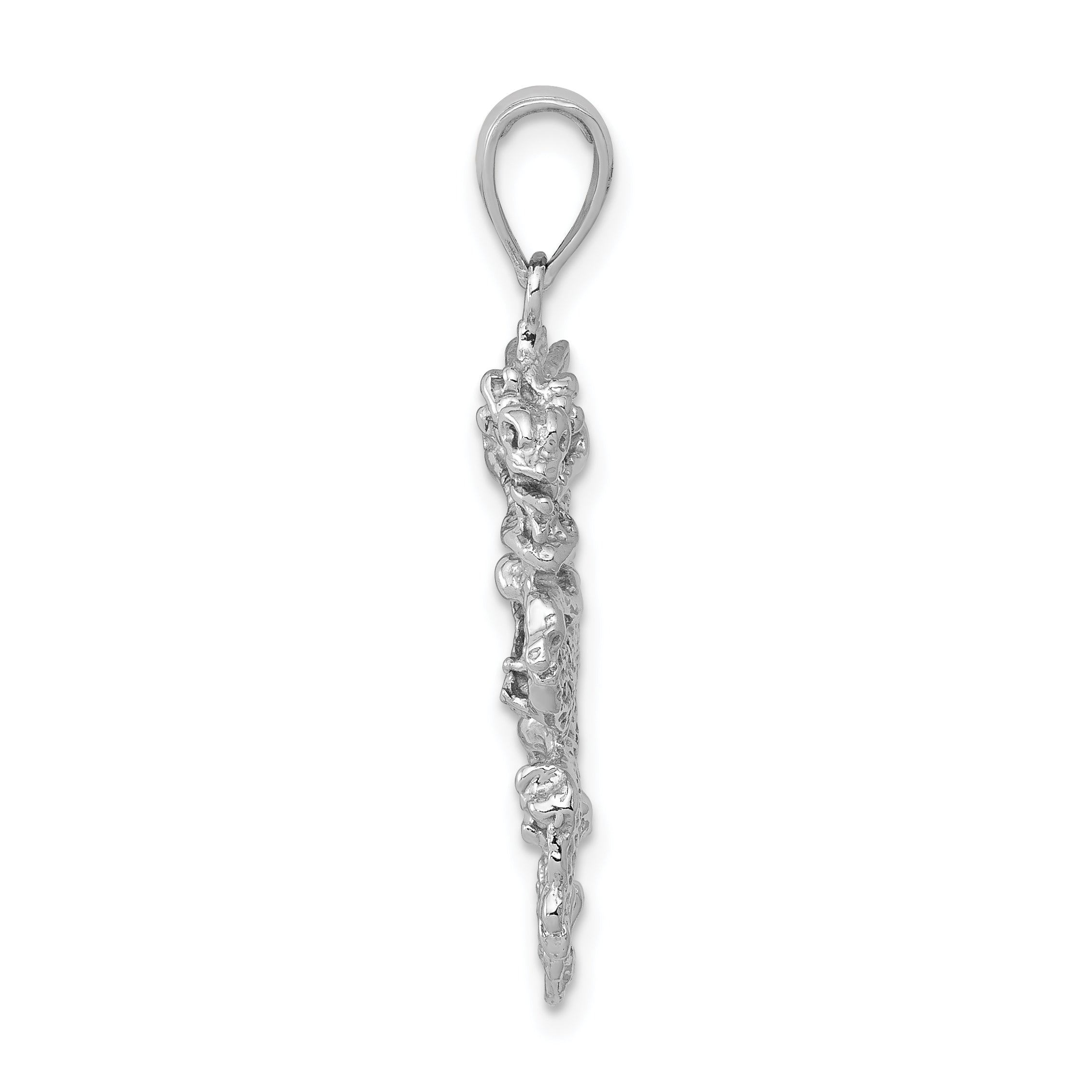 14K White Gold 3-D Dragon Charm