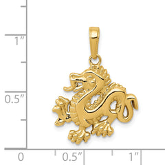 14k Solid Polished Dragon Pendant