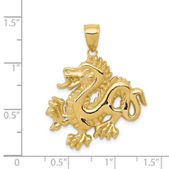 14k Solid Polished Dragon Pendant