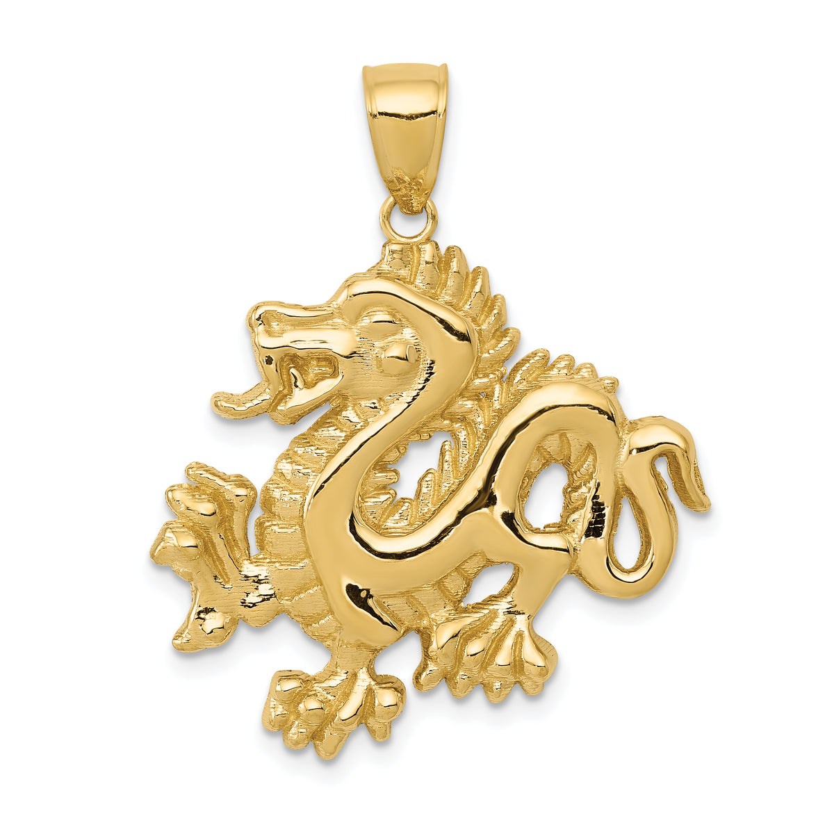 14k Solid Polished Dragon Pendant