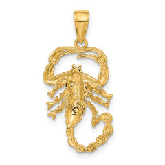 14k Solid Polished Open-Backed Scorpion Pendant