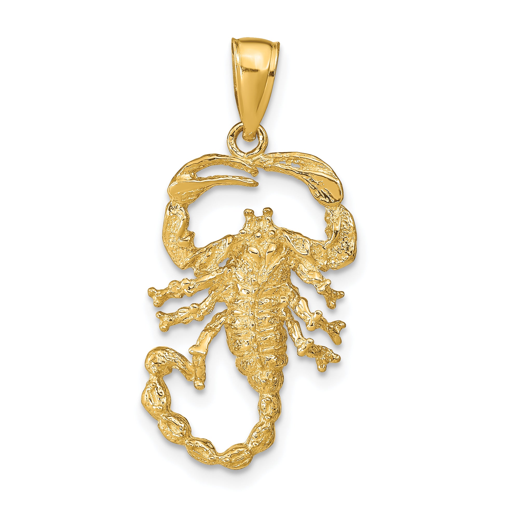 14k Solid Polished Open-Backed Scorpion Pendant