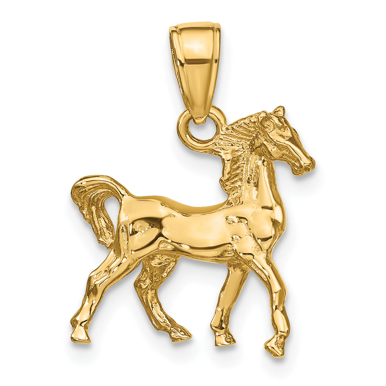 14K Gold Polished 3D Horse Pendant for Men by Sophia Jewelers