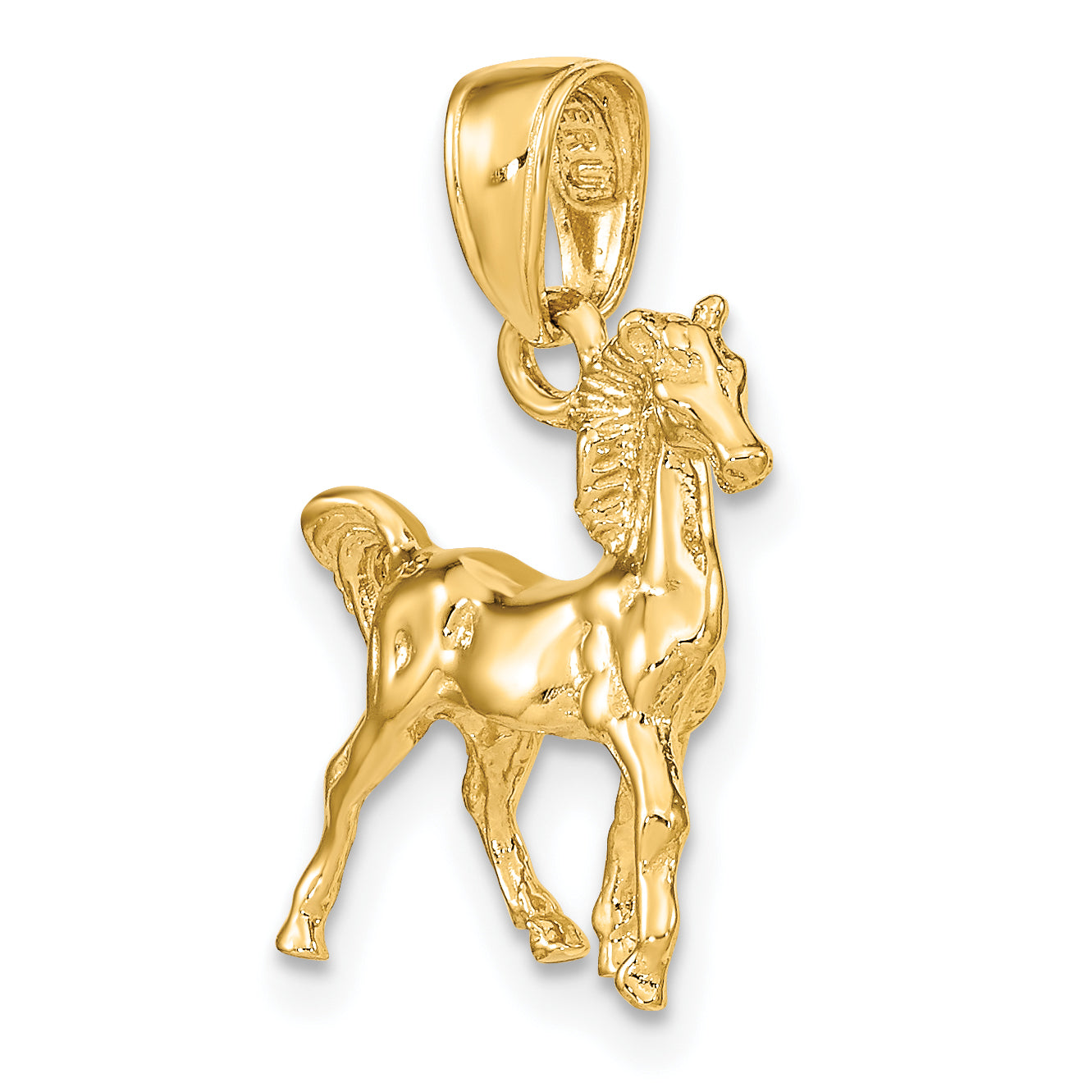 14K Gold Polished 3D Horse Pendant for Men by Sophia Jewelers