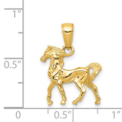 14K Gold Polished 3D Horse Pendant for Men by Sophia Jewelers