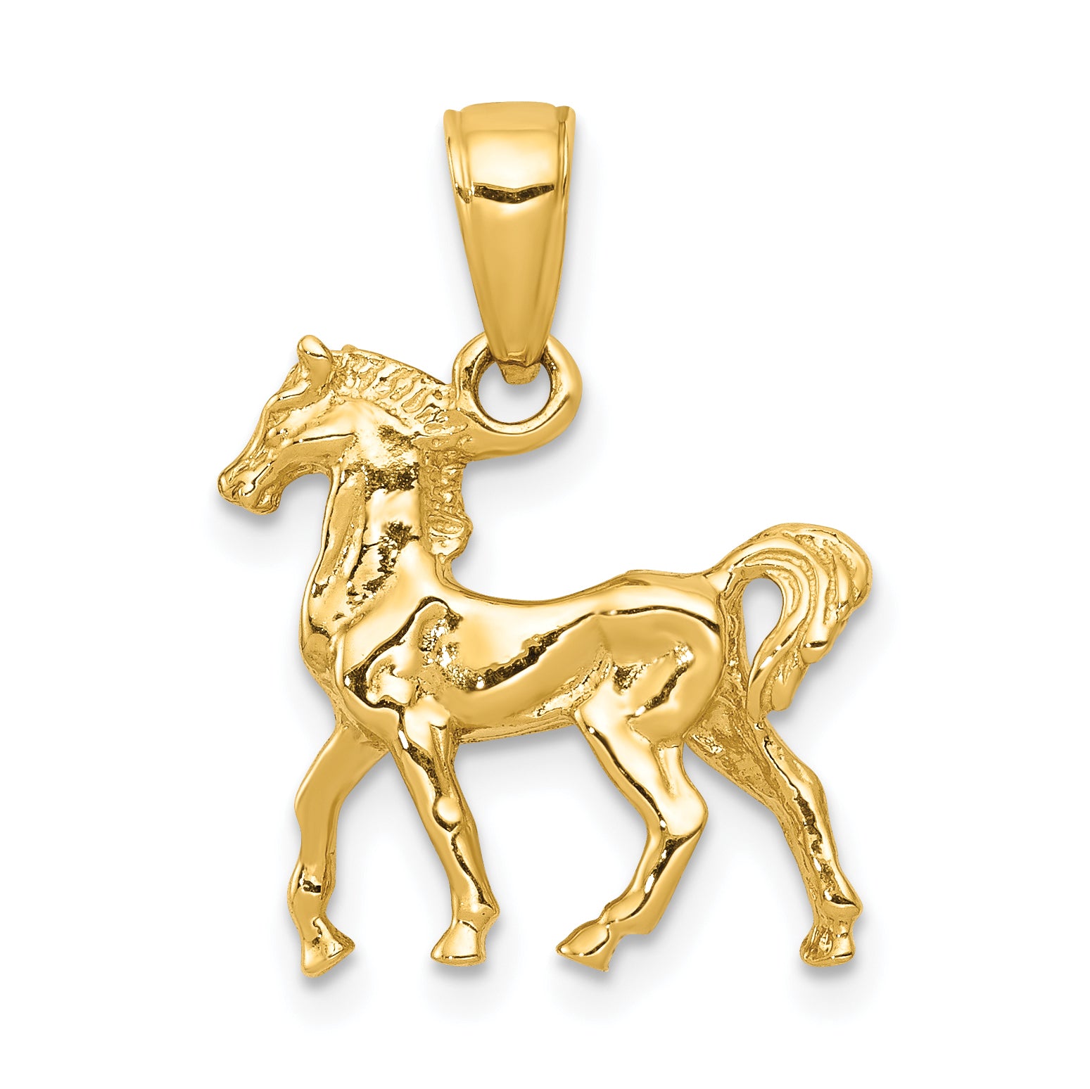 14k Solid Polished 3-D Horse Charm