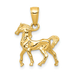 14k Solid Polished 3-D Horse Charm