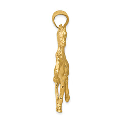 14K Gold Men's Polished Horse Pendant with Open Back Design