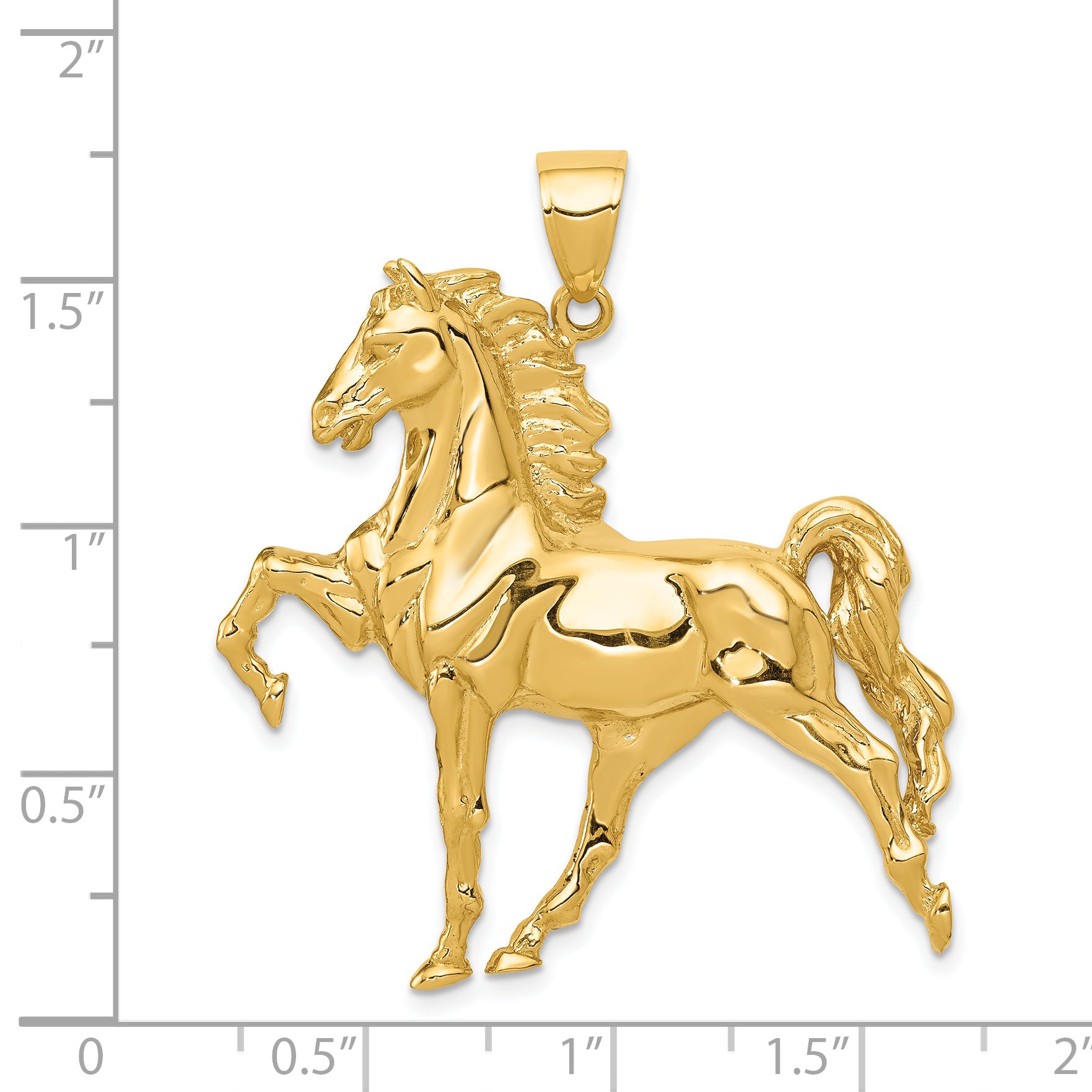 14K Gold Men's Polished Horse Pendant with Open Back Design