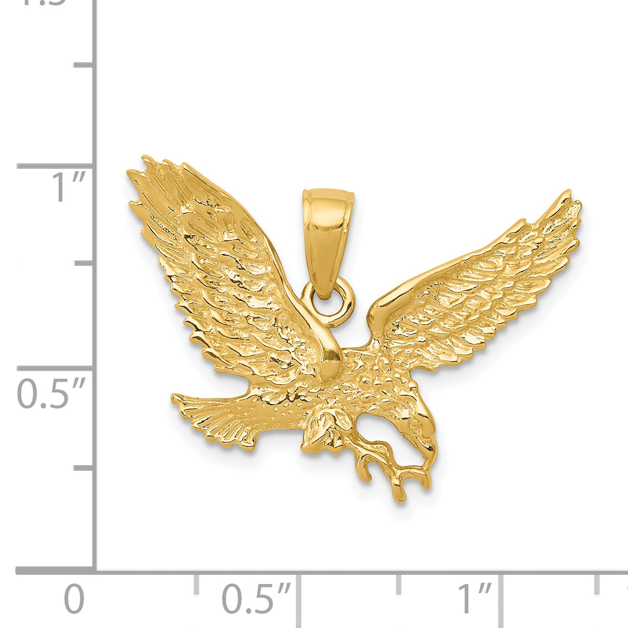 14k Solid Polished Eagle Pendant