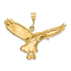 14K Gold Eagle Pendant with Polished Textured Finish for Men