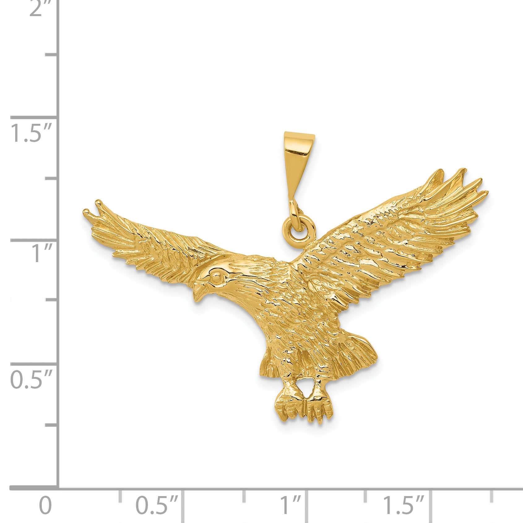 14K Gold Eagle Pendant with Polished Textured Finish for Men