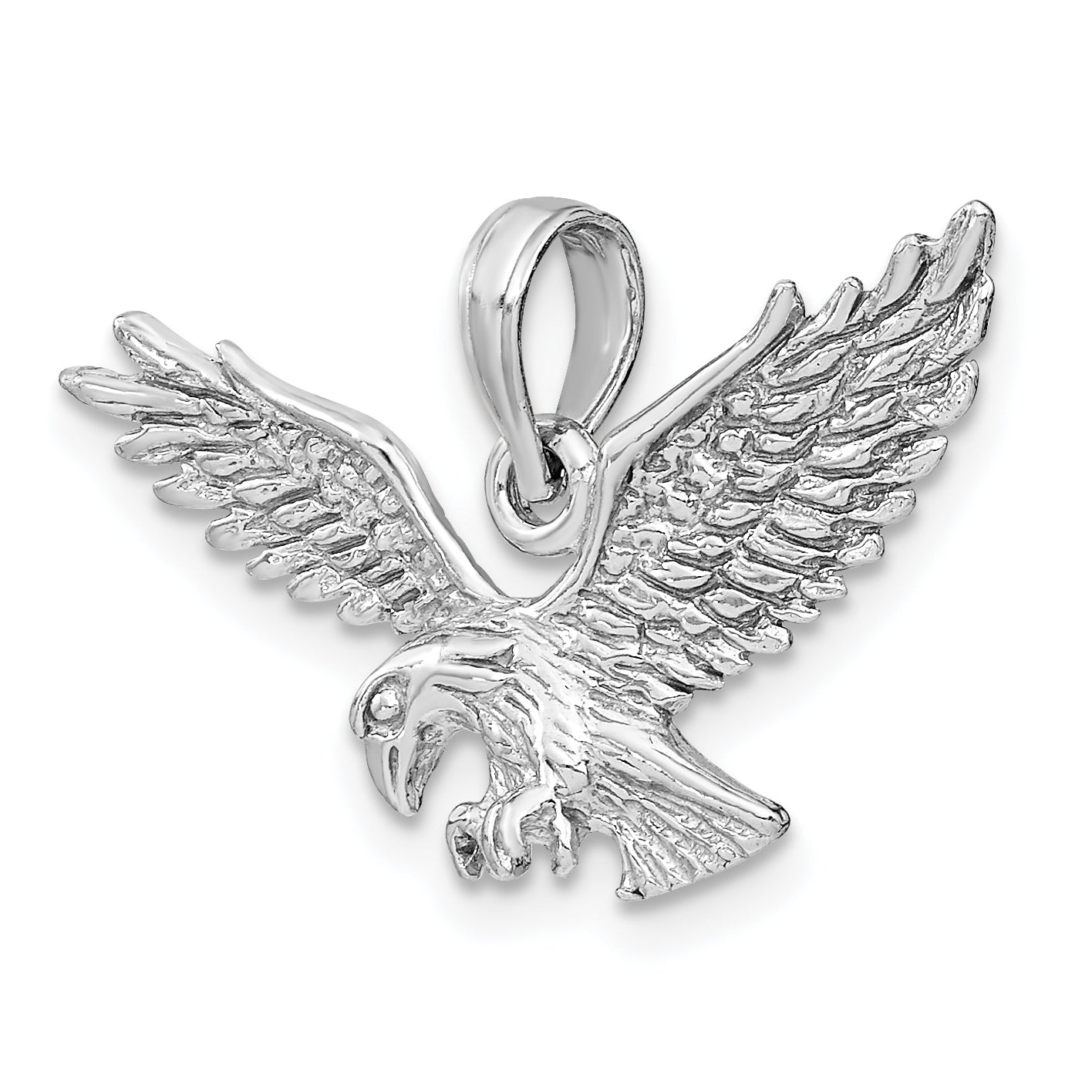 14K White Gold Textured Eagle Landing Charm