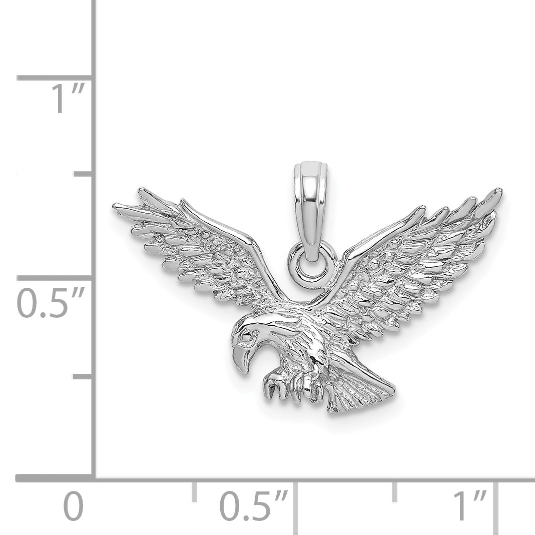 14K White Gold Textured Eagle Landing Charm