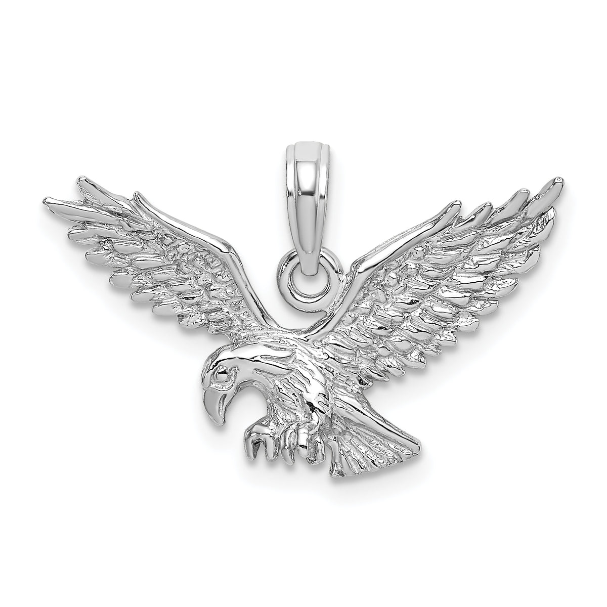 14K White Gold Textured Eagle Landing Charm