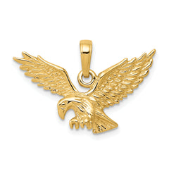 14k Solid Polished Eagle Landing Pendant