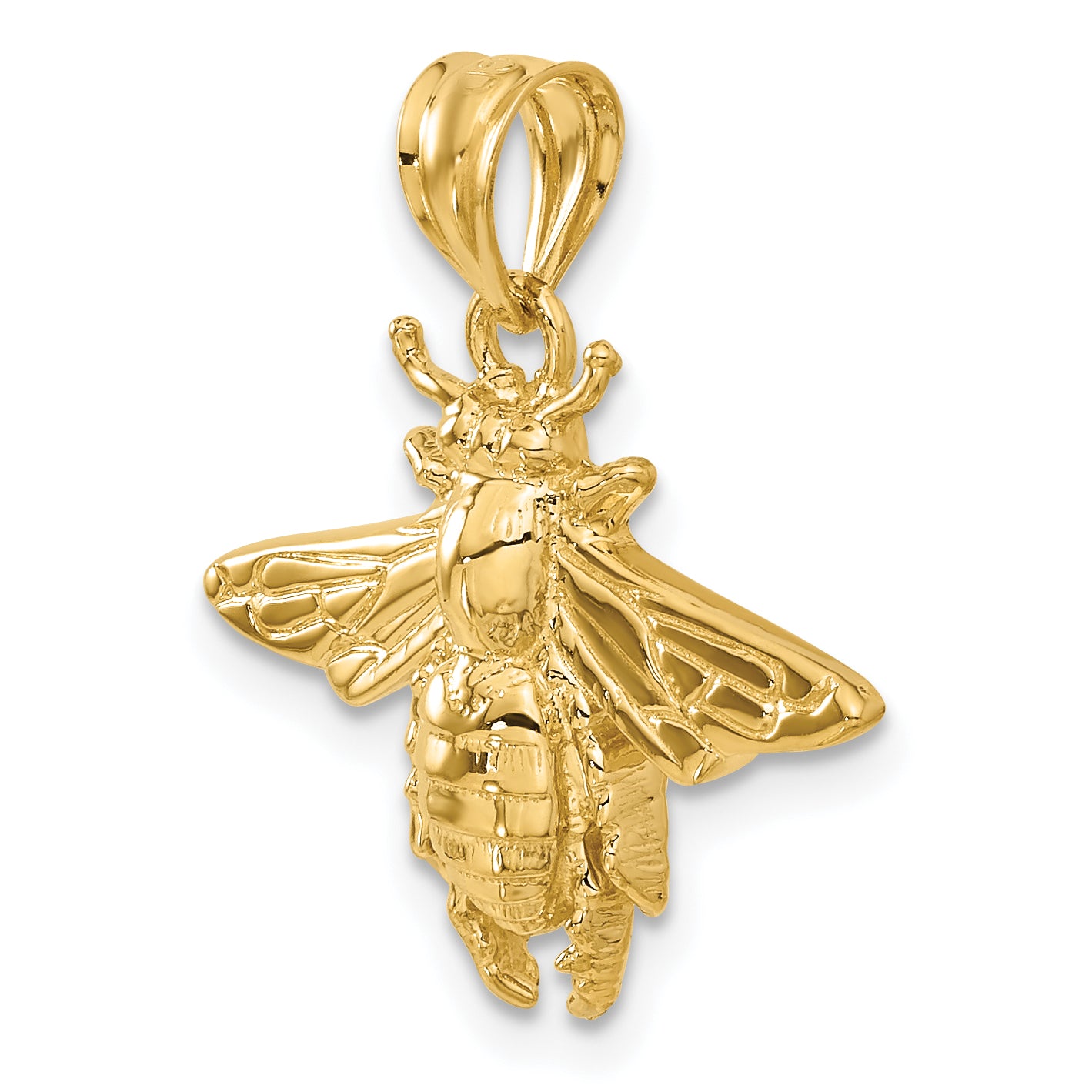 14k Solid Open-Backed Bee Pendant