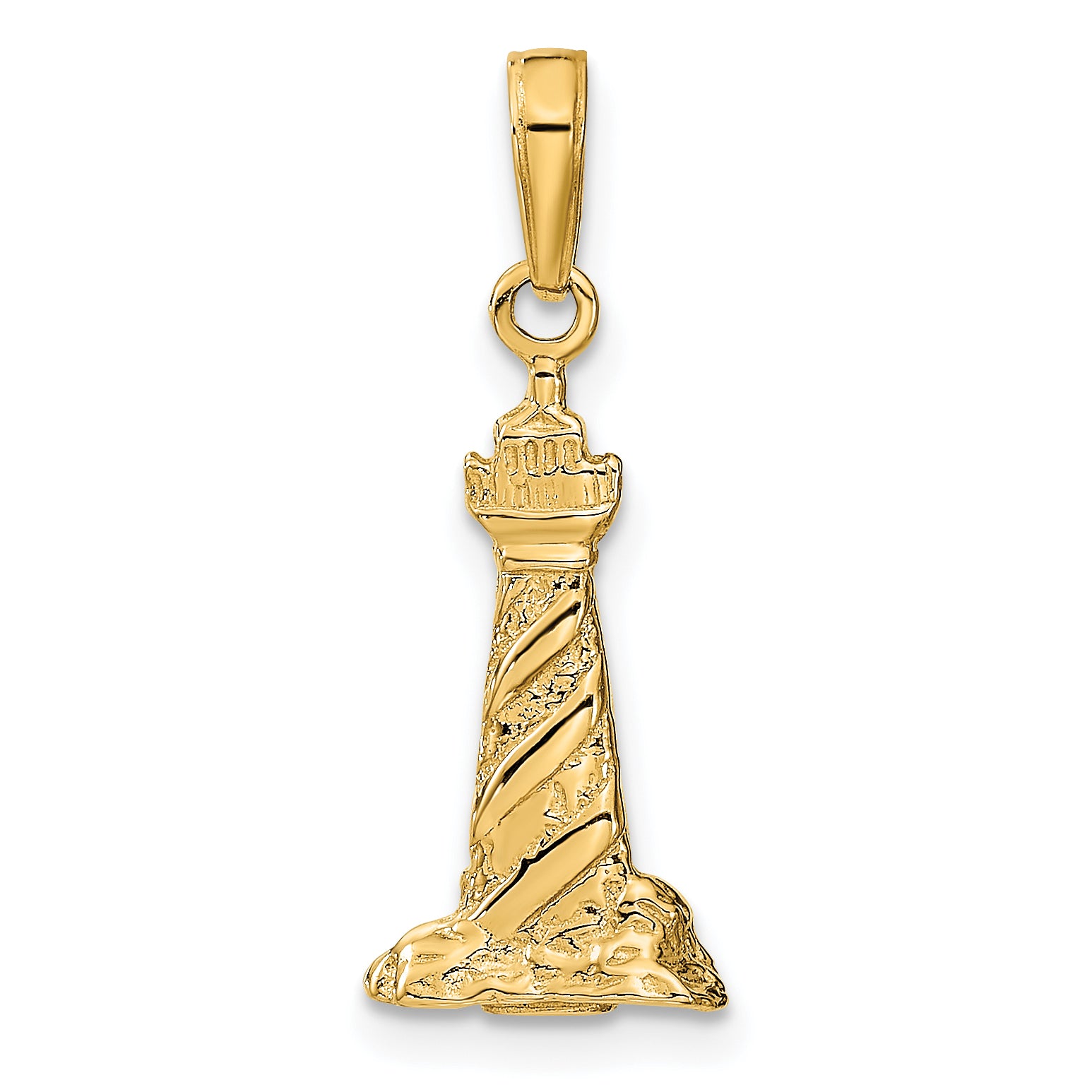 14K Gold Men's 3D St. Augustine Lighthouse Pendant Polished Solid Charm