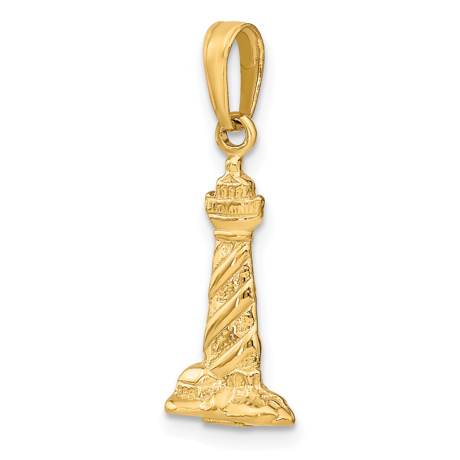 14K Gold Men's 3D St. Augustine Lighthouse Pendant Polished Solid Charm