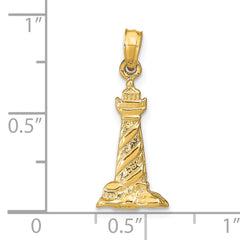 14K Gold Men's 3D St. Augustine Lighthouse Pendant Polished Solid Charm