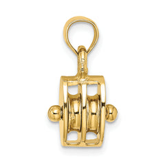 14K Polished 3-D Moveable Pulley Charm