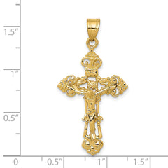 Sophia Jewelers 14K Gold Fleur De Lis Crucifix Pendant Elegant Design