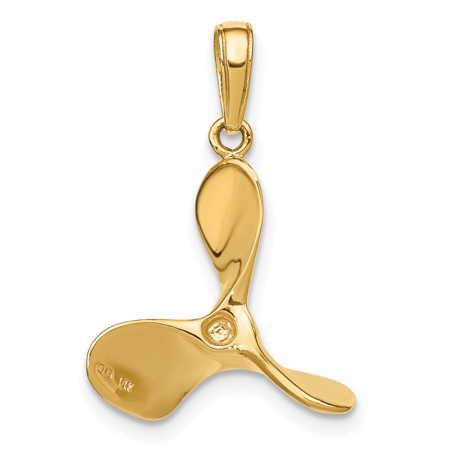 14K Gold Men's Polished 3D Propeller Pendant Elegant Style