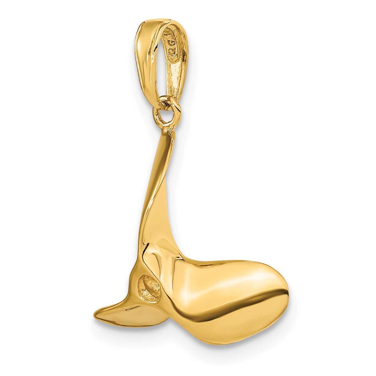 14K Gold Men's Polished 3D Propeller Pendant Elegant Style