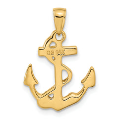 14k Solid Polished Anchor Pendant