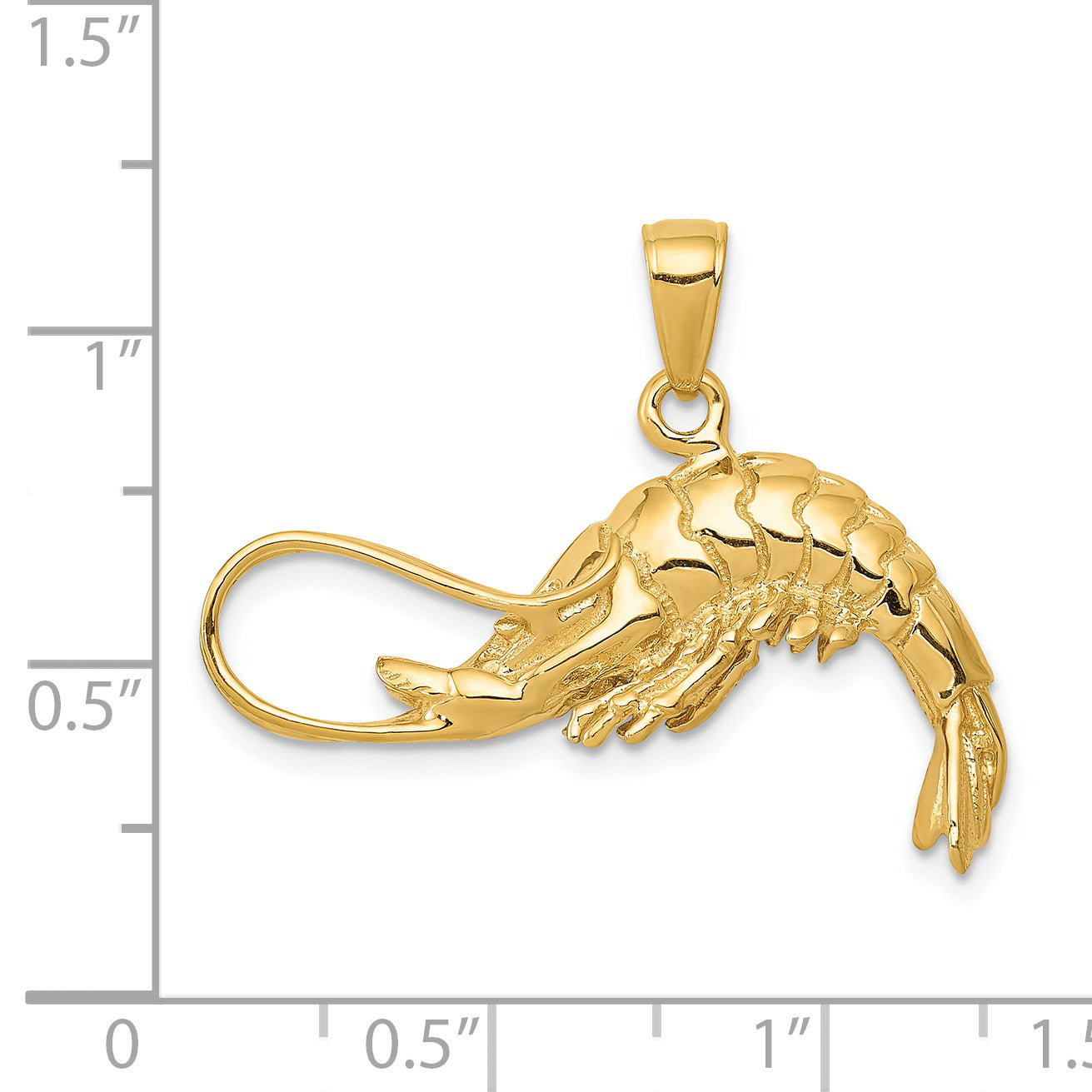 14K Gold Polished 3D Shrimp Pendant for Men by Sophia Jewelers