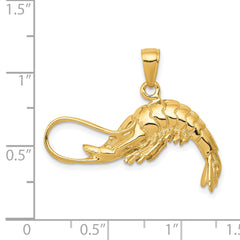 14K Gold Polished 3D Shrimp Pendant for Men by Sophia Jewelers