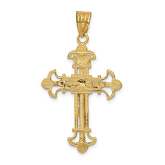 14K Gold INRI Fleur De Lis Crucifix Pendant Elegant Themed Design